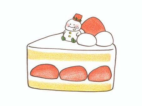 ショートケーキ ショートケーキ,クリスマス,雪だるま,いちご,ケーキ,可愛い,色鉛筆,ゆるい絵,食べ物のイラスト素材
