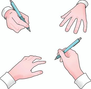 書く手のイラスト カットイラスト,書く,手,ペン,両手,カラー,筆記のイラスト素材