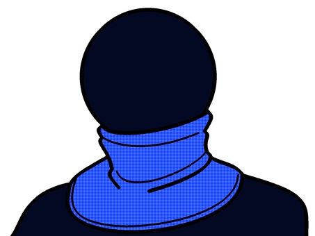 ネックウォーマーとピクトグラム『青』 ネックウォーマー,ピクトグラム,首,着用,おしゃれ,衣類,暖かい,モチーフ,カラー,日用品のイラスト素材