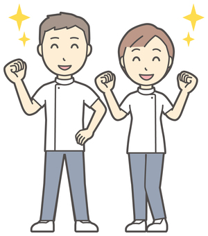  理学療法士の男女-018-全身 笑顔,理学療法士,男女,医療,病院,クリニック,整体師,柔道整復師,鍼灸師,人物のイラスト素材