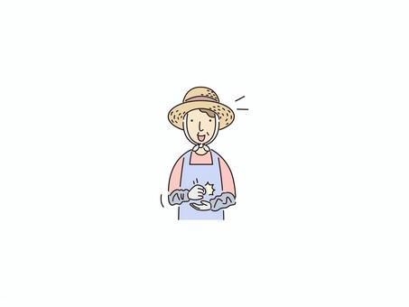 納得する農夫のおばあさん 理解,承認,同意,受け入れ,共感,合意,納得,カラー,おばあさん,農家のイラスト素材