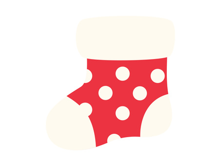クリスマスの靴下/赤水玉 クリスマスの靴下/赤水玉 クリスマス,アイコン,ソックス,靴下,水玉,ドット,ドット柄,ポップ,ベタ塗り,フラットのイラスト素材