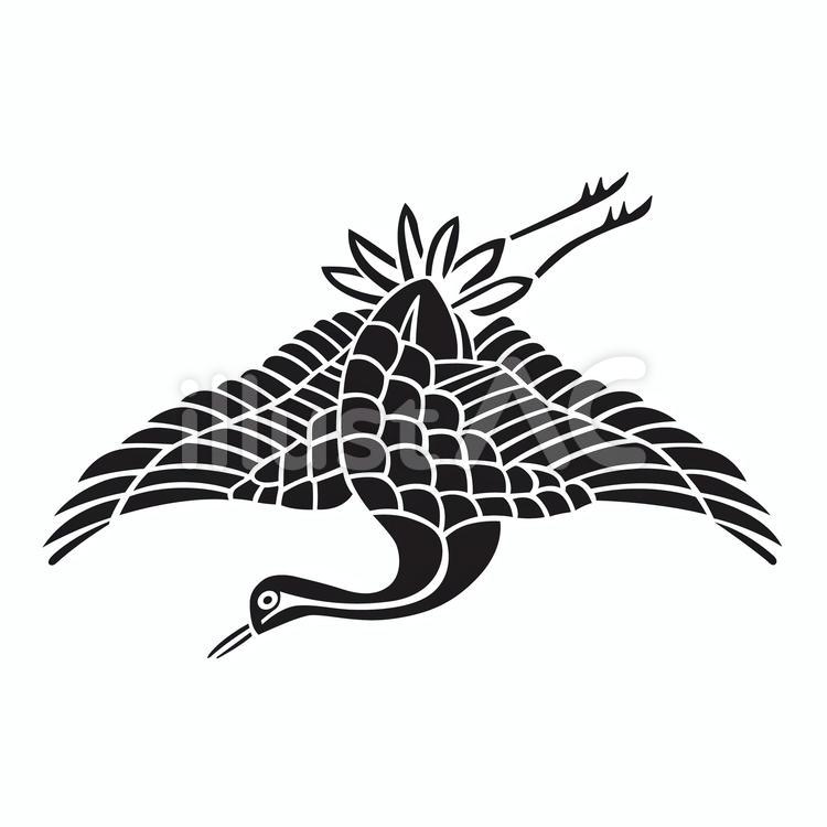 家紋　鶴 家紋,紋,紋章のイラスト素材