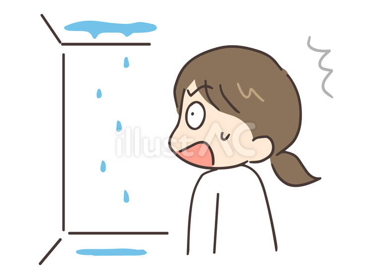 天井の雨漏りを発見する女性 女性,家,雨漏りのイラスト素材