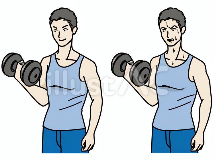 ダンベルを上げる男性 ダンベル,筋トレ,男性のイラスト素材