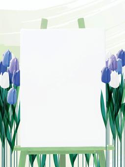 Illustration, tulip, flower, easel, 