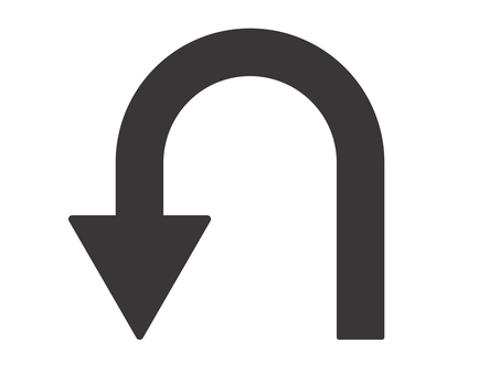 シンプルな矢印（Uターン・左下）03 矢印,uターン,左,アイコン,マーク,シンプルのイラスト素材