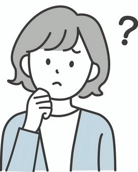 困る考える女性のイラストA 人物,女性,悩む,困る,困った,私服,不安,心配,ストレス,迷うのイラスト素材