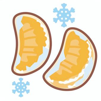 冷凍みかんのふさ 冷凍,みかん,2個,房,果物のイラスト素材