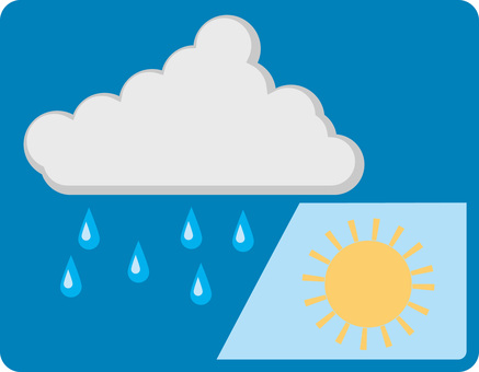 雨のち晴れ　 天気,雨,のち,晴れ,積乱雲,太陽,空,デフォルメ,マークのイラスト素材