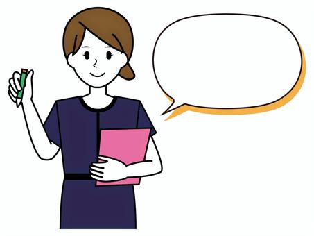 接客する女性のイラスト 女性,エステ,エステティシャン,接客,美容,人物,ふきだし,ネイルサロン,受付,医療のイラスト素材