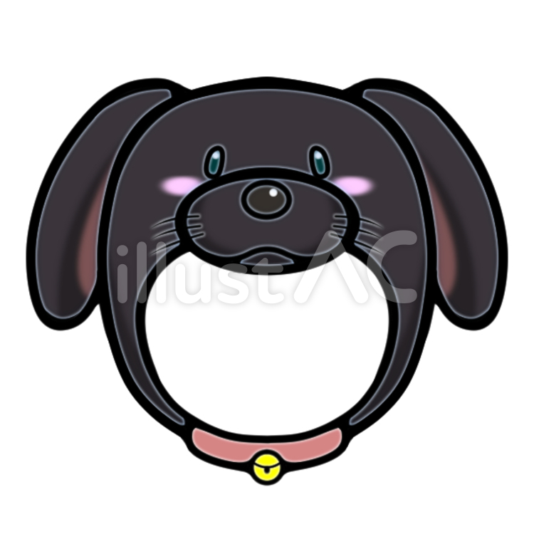 顔写真合成用 犬の被り物(黒・垂れ耳) 犬,被り物,顔写真用のイラスト素材