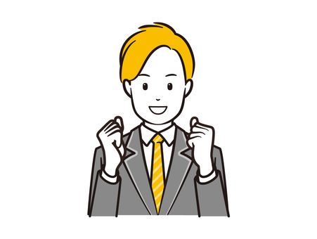 笑顔で両手ガッツポーズのブレザー男子学生 ガッツポーズ,学生,高校生,生徒,男子,ガッツ,男性,男の子,笑顔,元気のイラスト素材