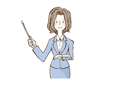 指示棒を持った講師の女性のイラスト 指示棒を持った講師の女性のイラスト 講師,先生,女性のイラスト素材
