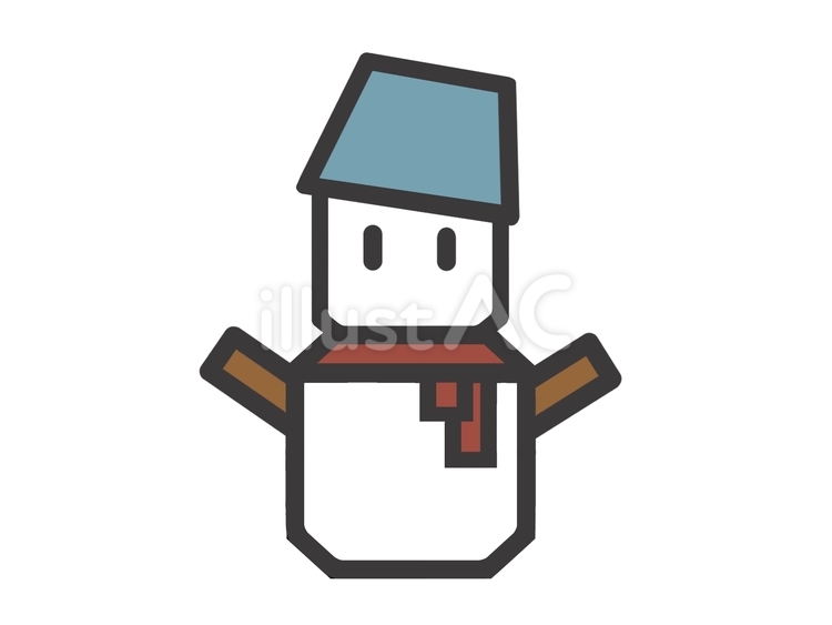 ピクセルアート風の雪だるま 雪だるま,スノーマン,クリスマスのイラスト素材