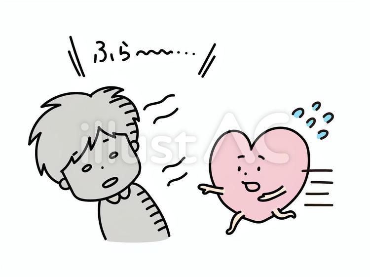 失神する、めまいする男性と助けるハート めまい,失神,倒れるのイラスト素材