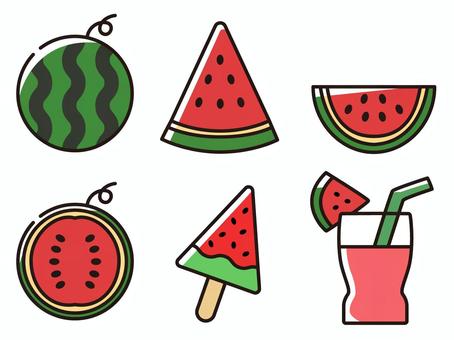 Illustration, watermelon, summer, fruits, 