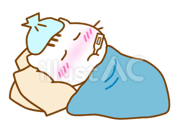 寝込む　白猫 ねこ,猫,白猫のイラスト素材