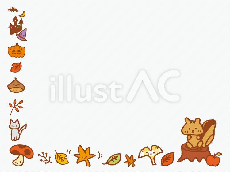 秋の仲間たち原稿用紙 動物,可愛い,ハロウィンのイラスト素材