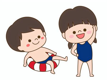 夏の人物イラスト<海・プール> 子ども,水着,プール,夏,海,水泳,スポーツ,海水浴,7月,8月のイラスト素材