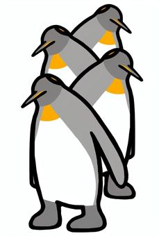 首をかしげるキングペンギン　4羽 キングペンギン,オウサマペンギン,ペンギン,鳥,黒,白,グレー,水族館,動物,首のイラスト素材