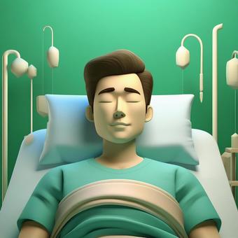 入院中の男性がベッドで眠っている 入院中の男性がベッドで眠っている 男性,入院,医療のイラスト素材