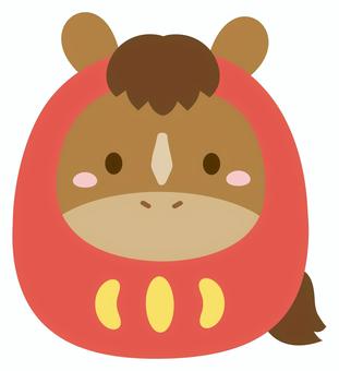 馬の干支のダルマの年賀状イラスト素材 馬,午,ダルマ,干支だるま,午年,2026,年賀状,だるま,正月,お正月のイラスト素材