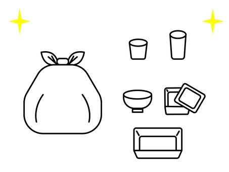 資源ごみ3（プラスチック容器） 資源ごみ,ごみ,ゴミ,ゴミ袋,ビニール袋,プラスチック容器,トレー,トレイ,プラスチックトレー,食品トレーのイラスト素材