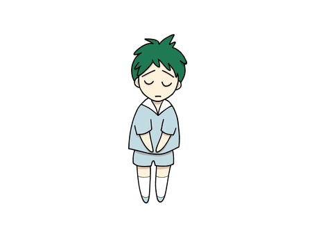 謝っている男の子 男の子,人物,謝る,謝罪,ごめんなさい,全身,こどものイラスト素材