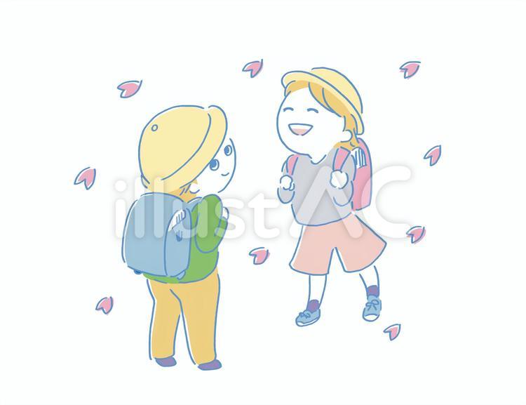 小学生２ 小学生,小学校,入学のイラスト素材