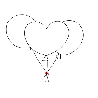 ハートバルーン（シンプル） 風船,ふうせん,遊園地,パーティー,お祝い,バルーン,シンプル,キッズ,こども,イベントのイラスト素材