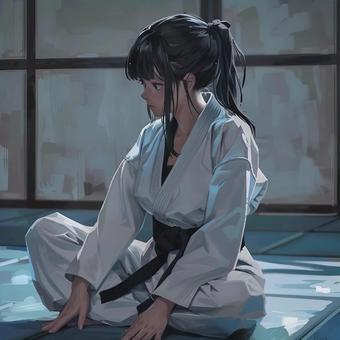 Illustration, girl, judo, karate, 