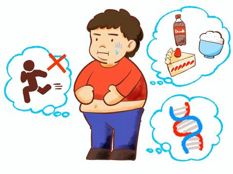 肥満 肥満,男性,食事,運動不足,遺伝のイラスト素材