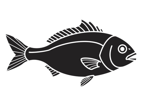 シンプルで汎用性の高い魚の線画イラスト 魚,魚介類,海産物,食材,和食,シーフード,料理,食べ物,線画,シルエットのイラスト素材