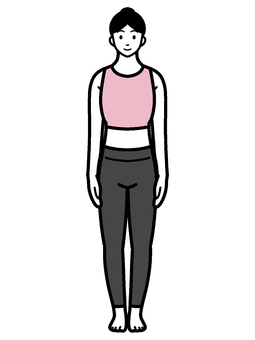 ヨガ_山のポーズ_01 手書き,ヨガ,山のポーズ,女性,フィットネス,エクササイズ,健康,美容,ダイエット,運動のイラスト素材