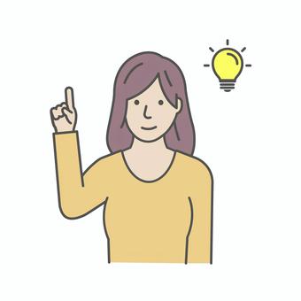 女性 上半身イラスト / アイデア・閃き アイデア,閃き,女性,インスピレーション,人物,日本人,考える,上半身,豆電球,若いのイラスト素材