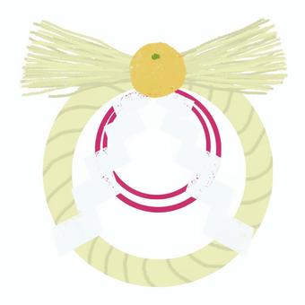 しめ縄 正月 しめ縄,正月,シンプル,輪,縁起物,飾り,きれい,紅白,藁,橙のイラスト素材