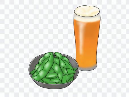 Green soybeans and beer Green soybeans and beer