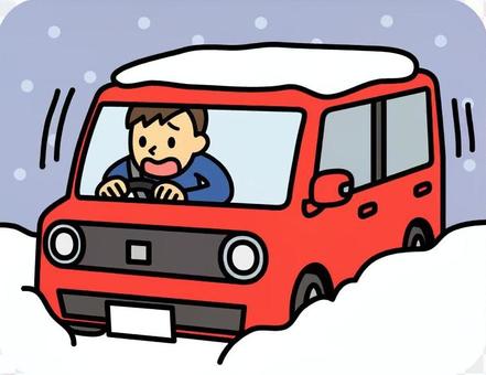 A car that got stuck in the snow road A car that got stuck in the snow road