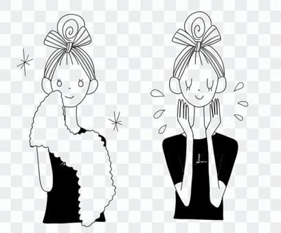 Face wash woman monochrome Face wash woman monochrome