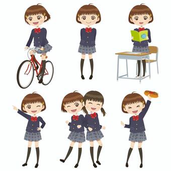 Junior high school student life life pose collection Junior high school student life life pose collection