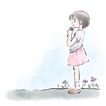 Girl standing with flowers Girl standing with flowers