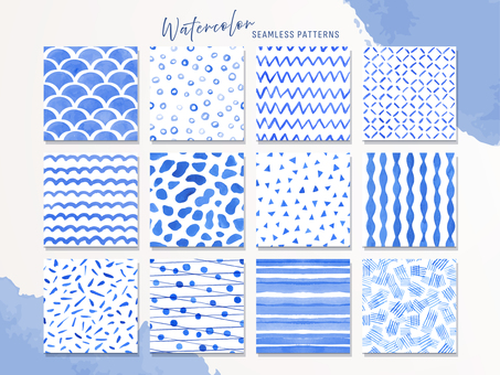 Watercolor handwritten seamless pattern (blue) Watercolor handwritten seamless pattern (blue)
