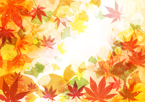 Autumn leaves background of oil-painted maple and ginkgo Autumn leaves background of oil-painted maple and ginkgo