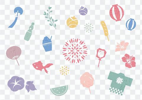 Joyful icon set for summer festivals Joyful icon set for summer festivals