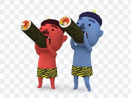 Setsubun Bean Maki red on blue Bronze wrapping Setsubun Bean Maki red on blue Bronze wrapping