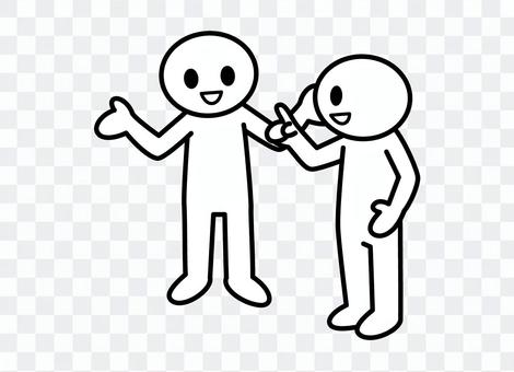 Stickman-Speaking with two people Stickman-Speaking with two people