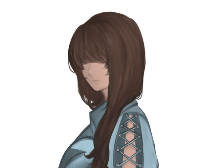 Eyeless female bust-up illustration Eyeless female bust-up illustration