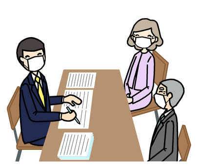 Tripartite interview mask (senior couple) Tripartite interview mask (senior couple)