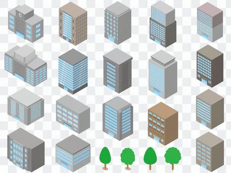 Building building street tree three-dimensional Building building street tree three-dimensional